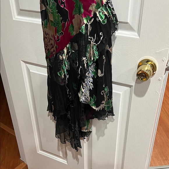 Emily Designs Asymmetrical Black and Pink Floral Dress - Picture 2 of 4